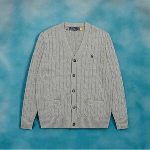 Polo by Ralph Lauren Light Gray Cable Knit Cardigan
